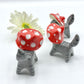 Grey Mushroom Kitty Ceramic Figurine