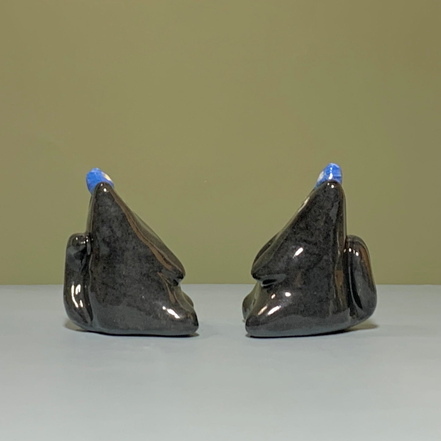 Black Cat with Bird Friend Ceramic Figurine