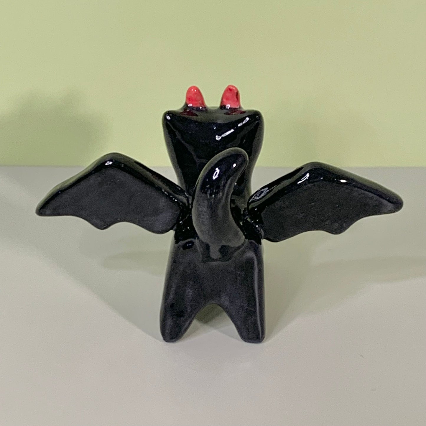 Devil Kitty Cat Ceramic Figurine