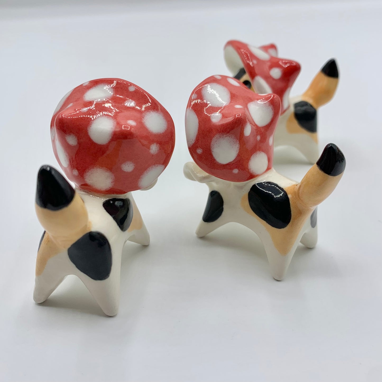 Calico Mushroom Kitty Ceramic Figurine