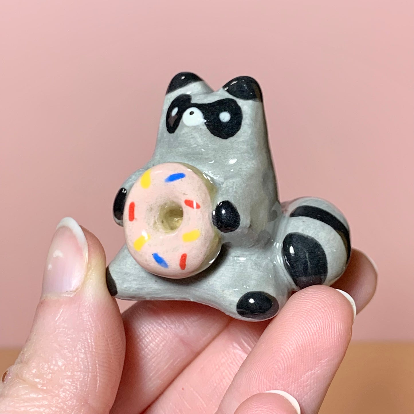 Raccoon Donut Cutie Ceramic Figurine