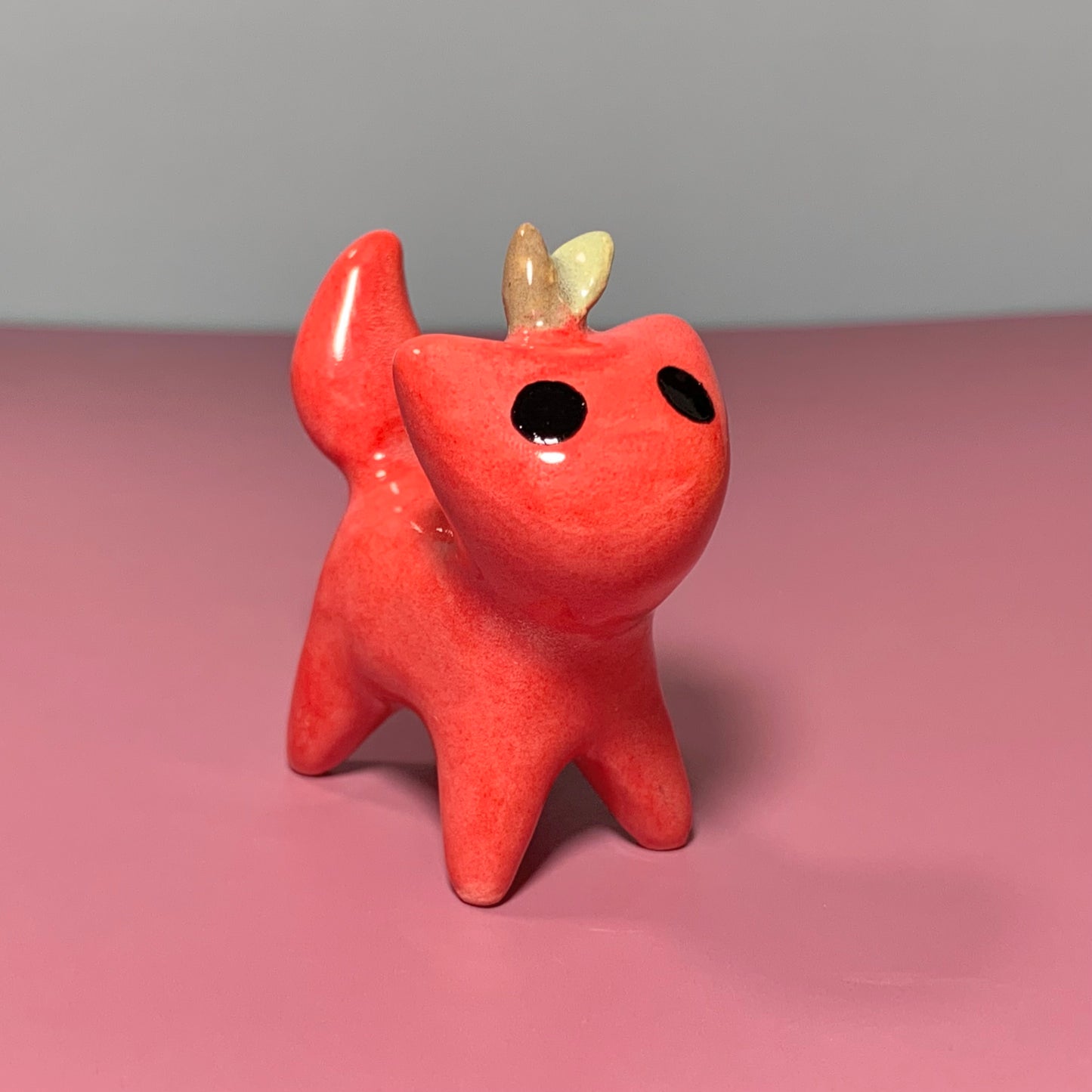 Apple Kitty Cat Ceramic Figurine