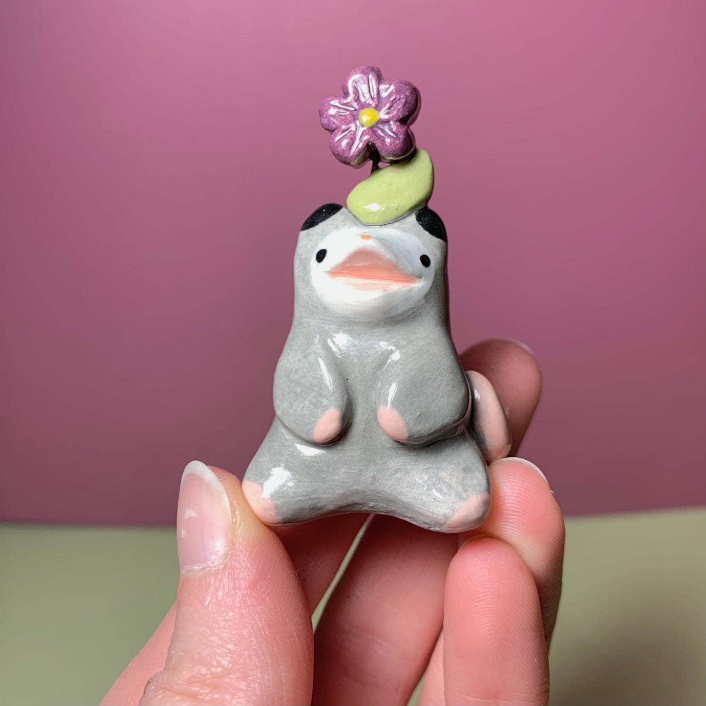 Possum Flower Cutie Ceramic Figurine