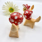 Orange Mushroom Kitty Ceramic Figurine