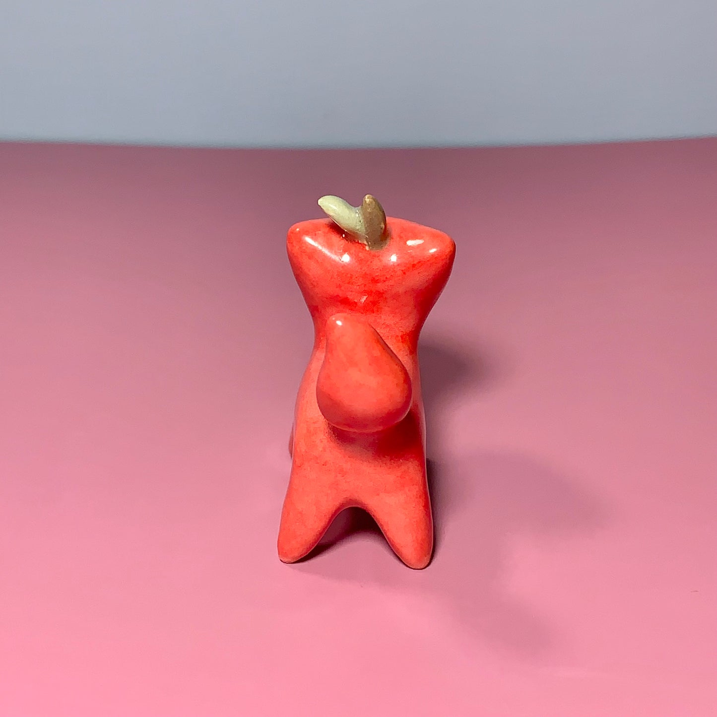 Apple Kitty Cat Ceramic Figurine