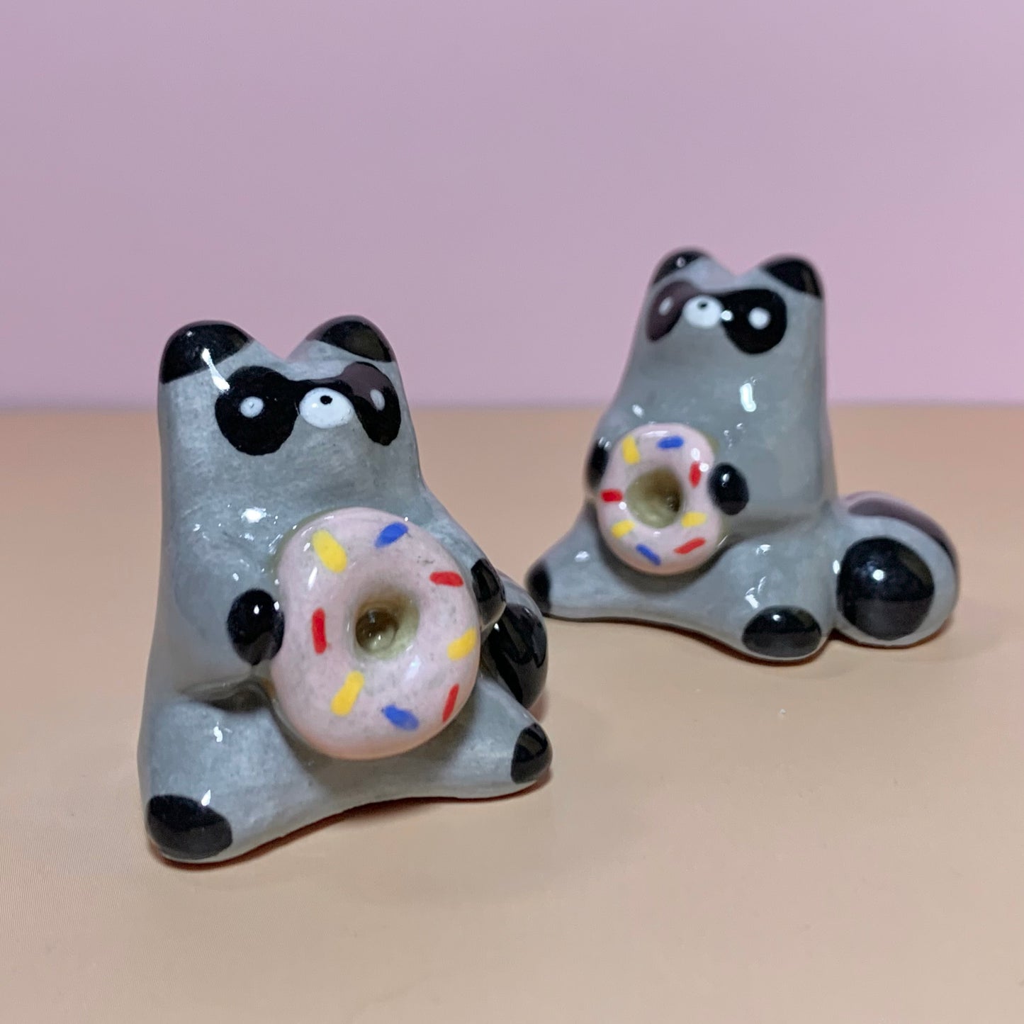 Raccoon Donut Cutie Ceramic Figurine