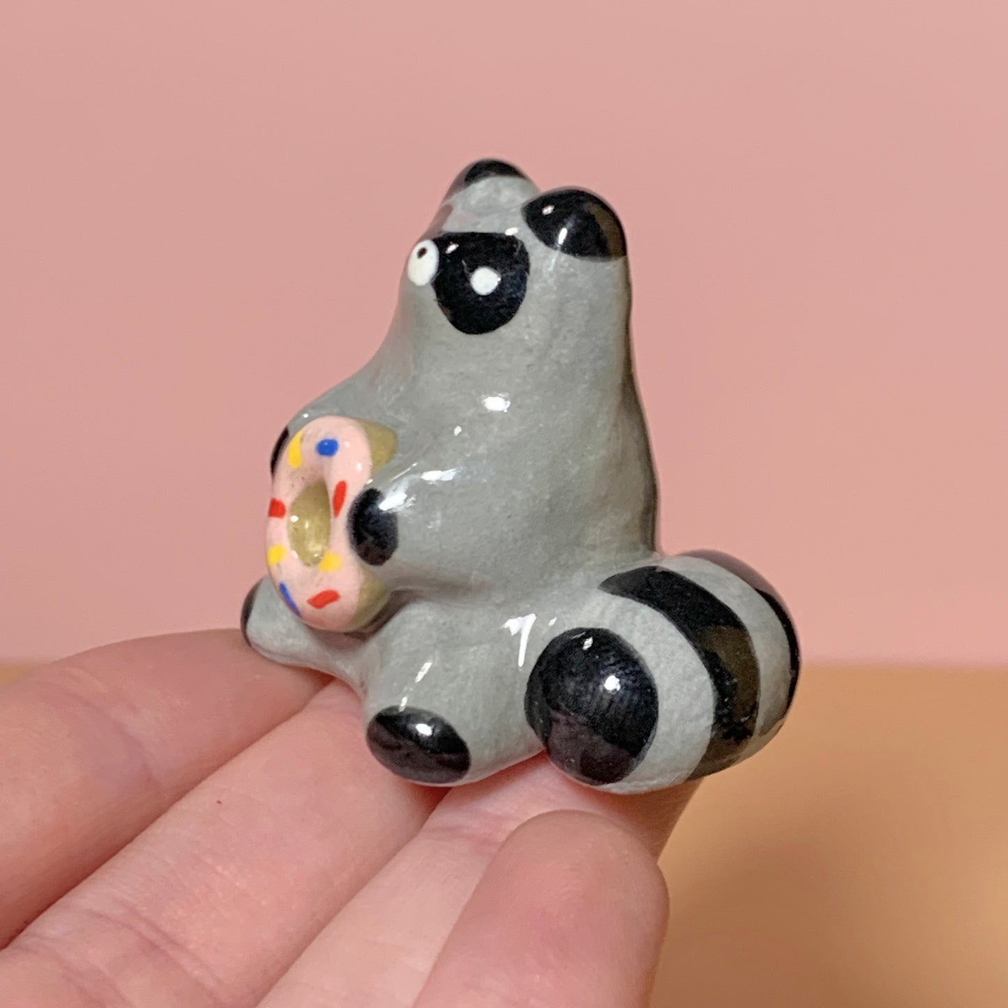 Raccoon Donut Cutie Ceramic Figurine