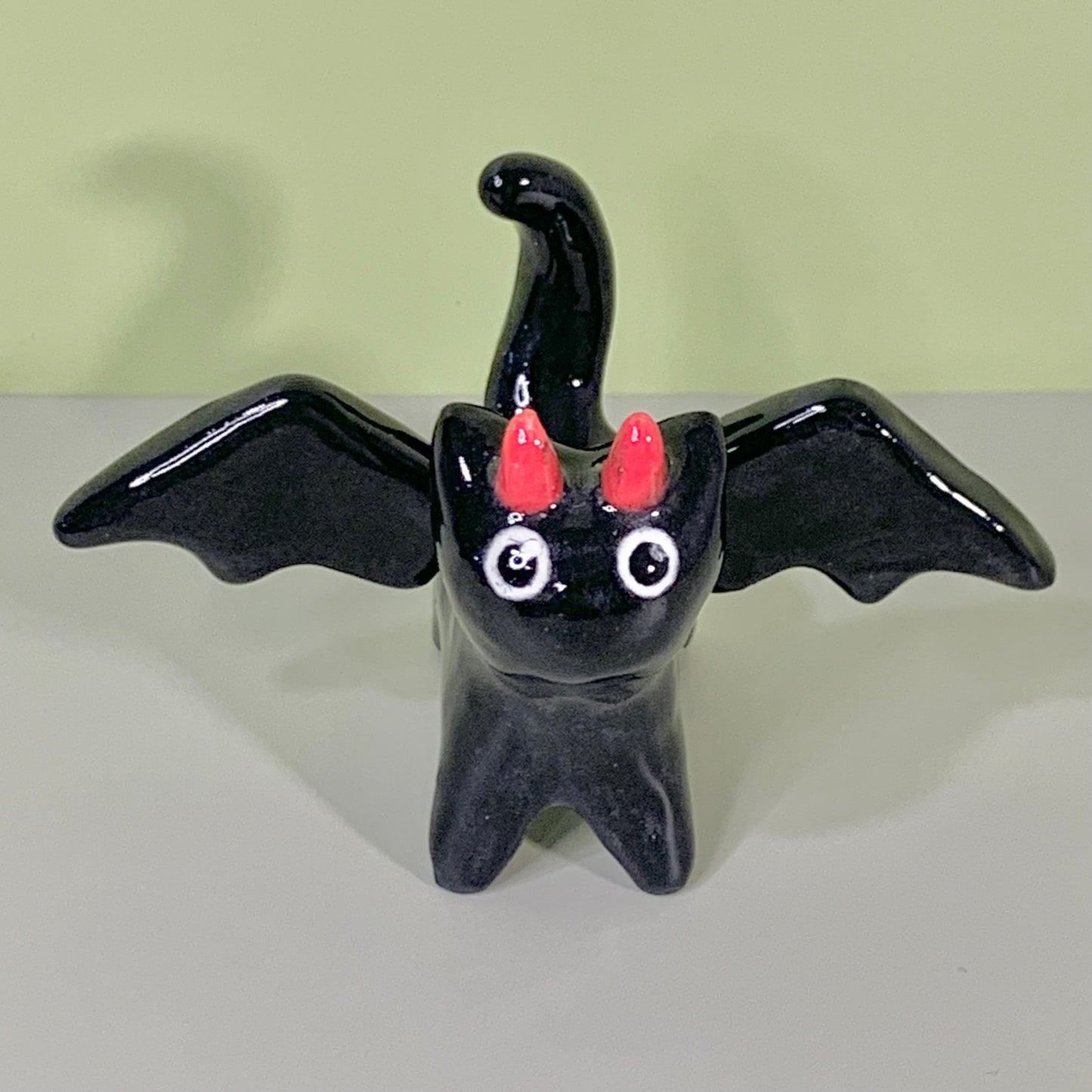 Devil Kitty Cat Ceramic Figurine
