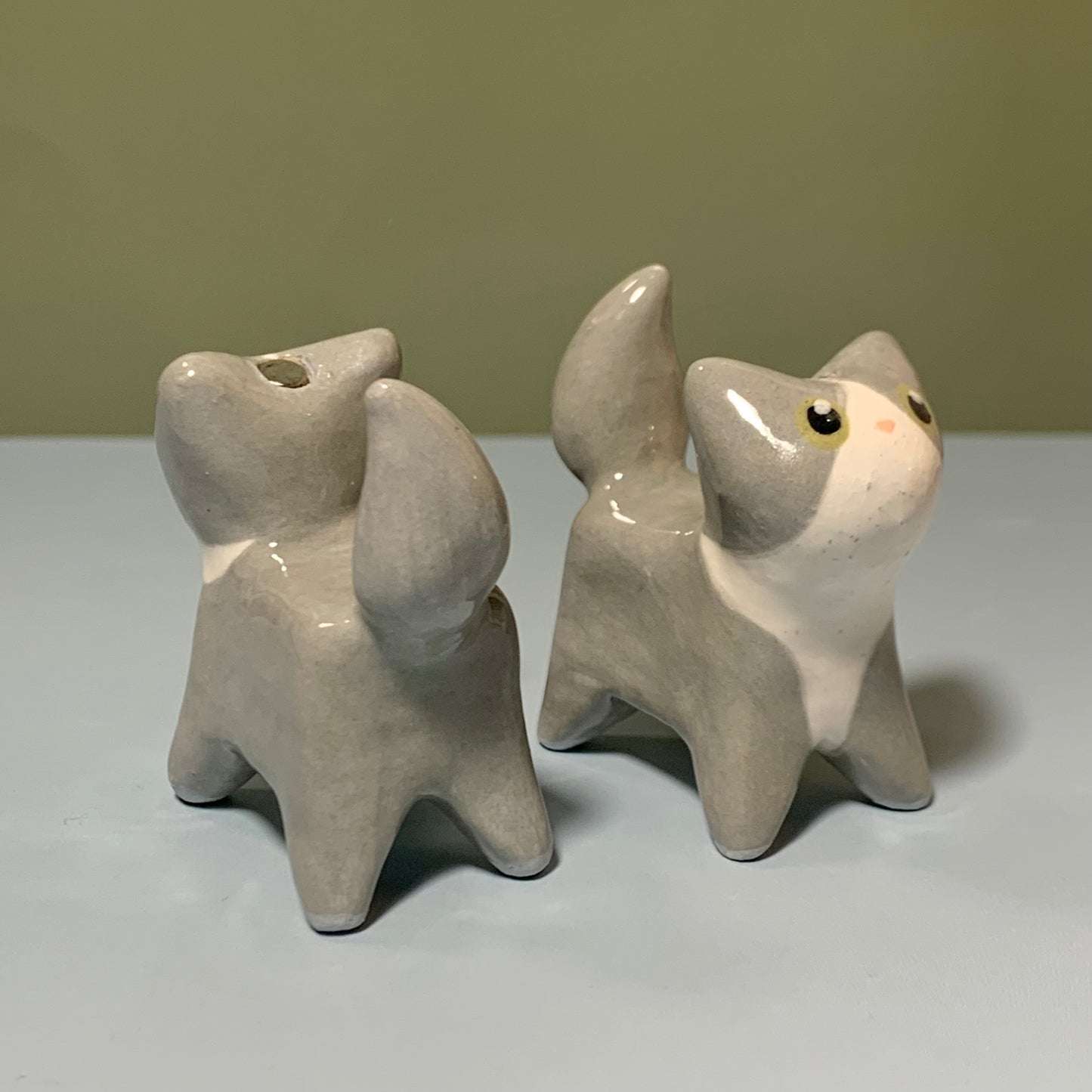 Magnet Animal Set Kitty Cat Ceramic Figurine with Attachments