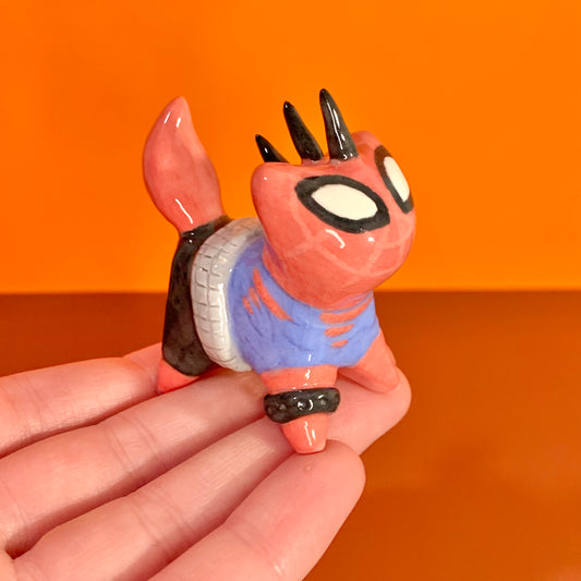 Spider Punk Kitty Spiderverse Ceramic Cat Figurine