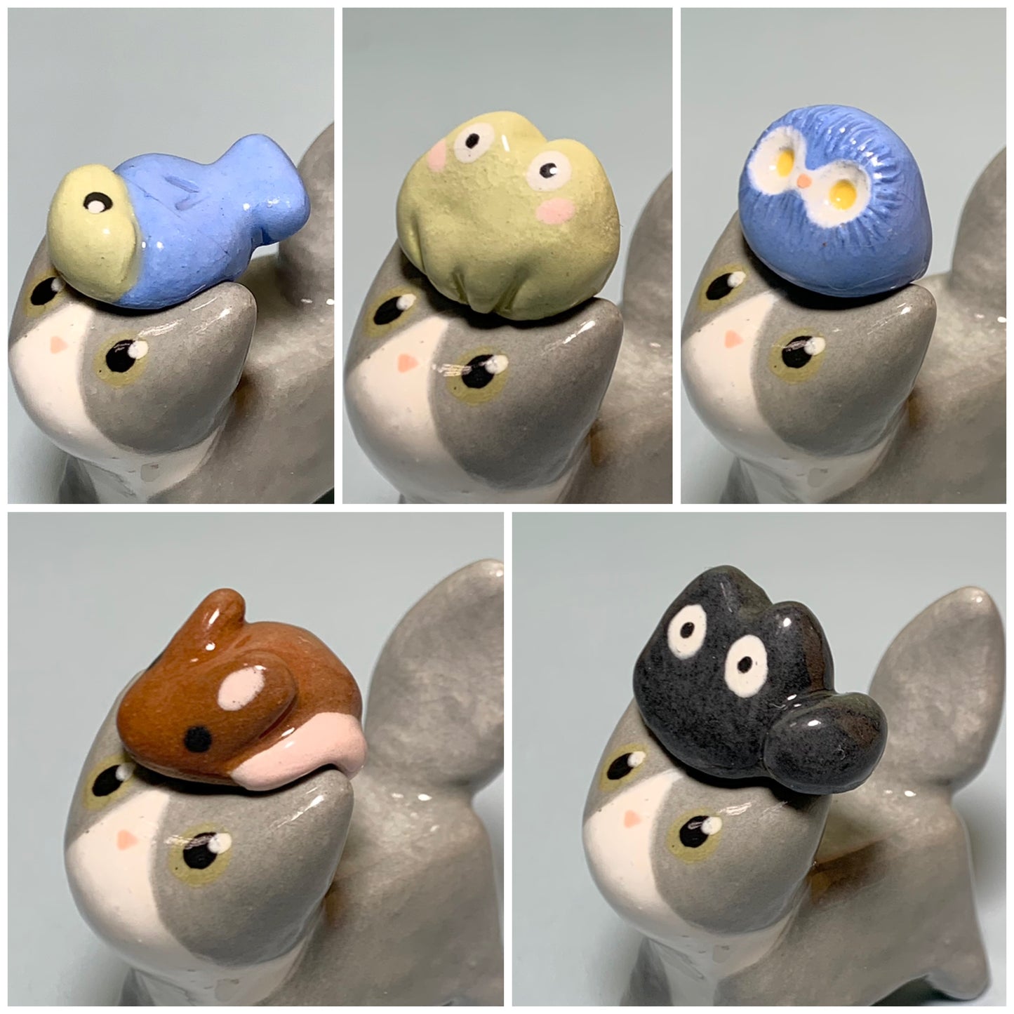 Magnet Animal Set Kitty Cat Ceramic Figurine with Attachments