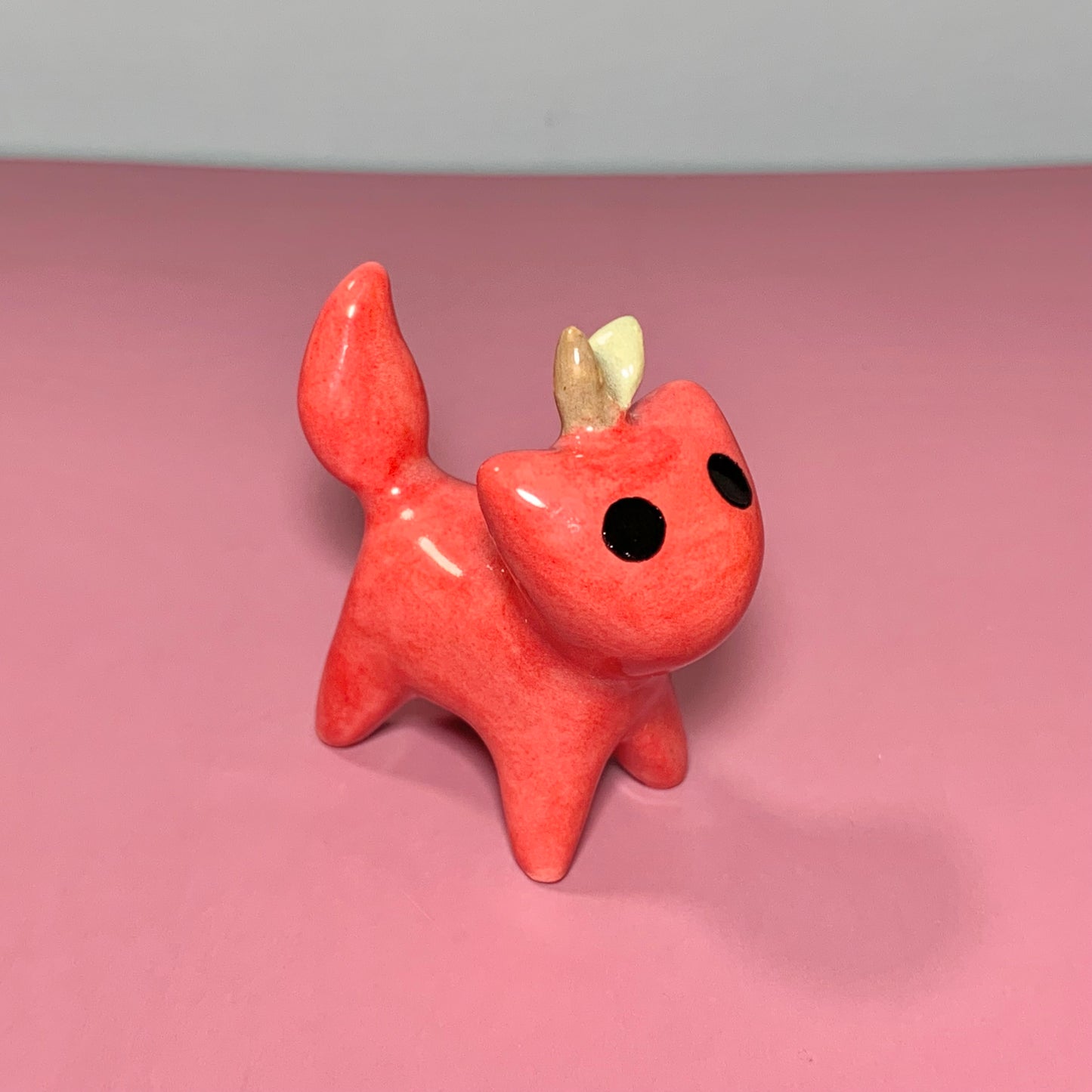 Apple Kitty Cat Ceramic Figurine