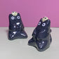 Black Cat with Frog Friend Ceramic Figurine