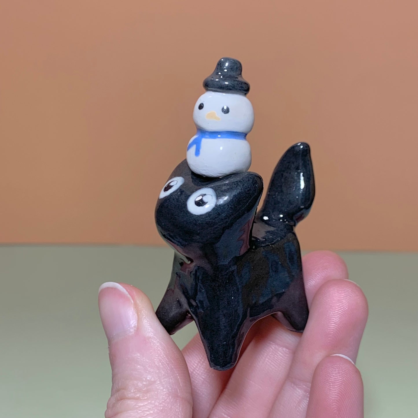 Santa Set Kitty Cat Ceramic Figurine with Magnetic Attachments