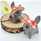 Grey Mushroom Kitty Ceramic Figurine