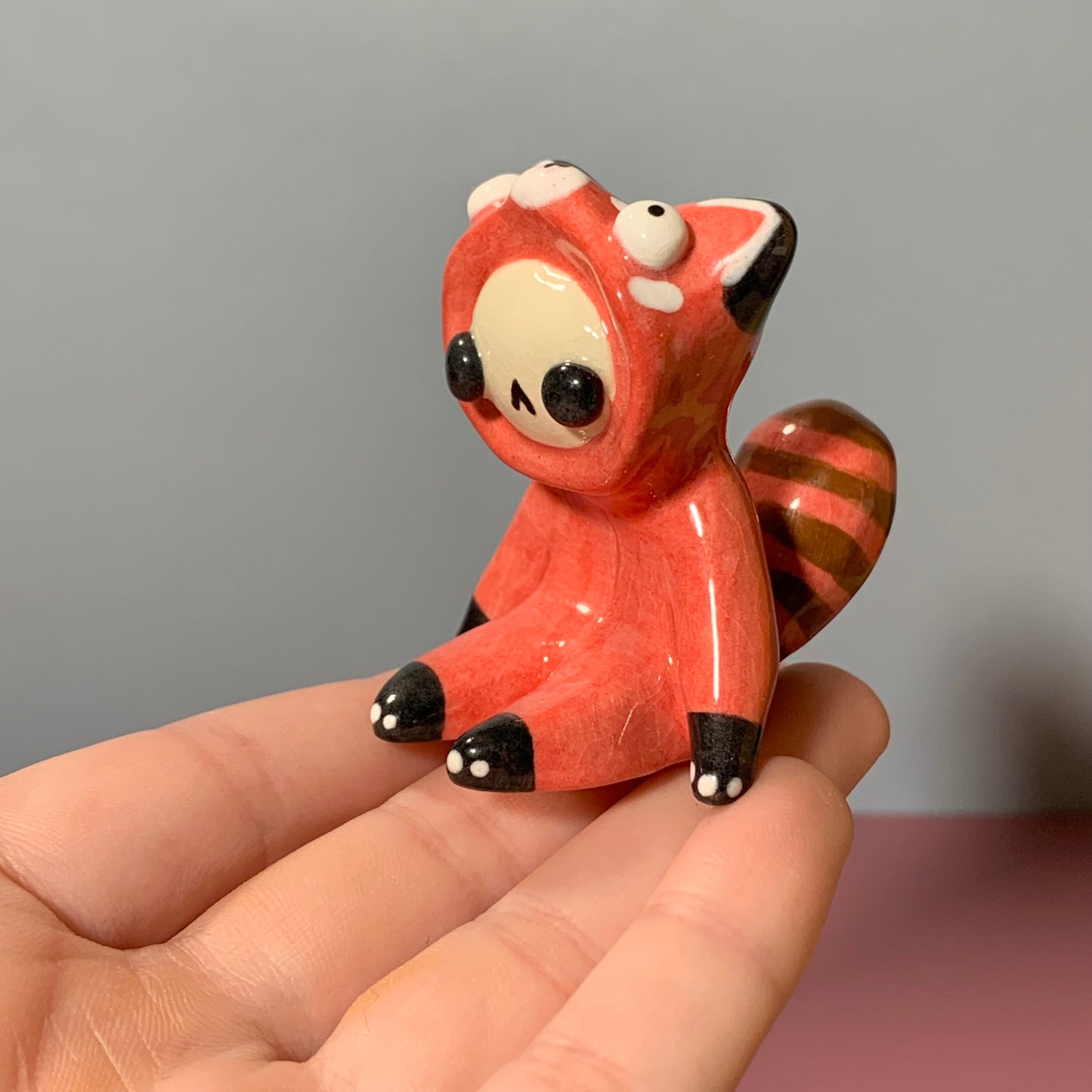 Cute Red Panda Costumed Ceramic Figurines