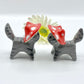 Grey Mushroom Kitty Ceramic Figurine