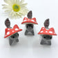 Grey Mushroom Kitty Ceramic Figurine