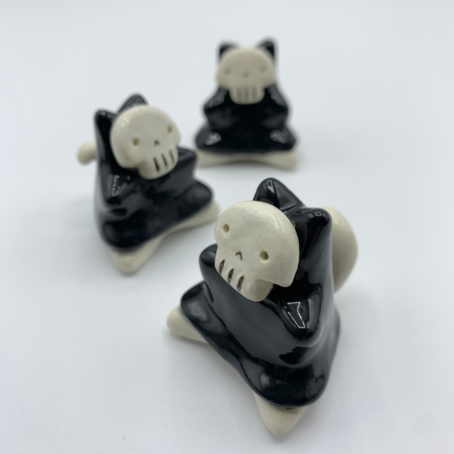 Mini Grim Reaper Cat Ceramic Figurine