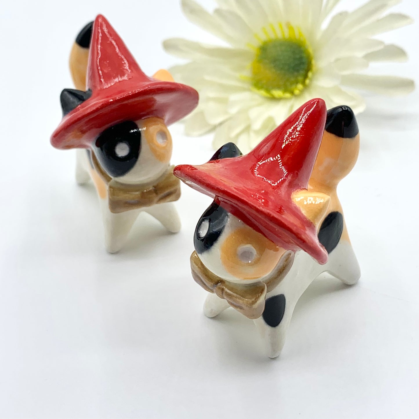 Calico Springtime Witch Ceramic Cat