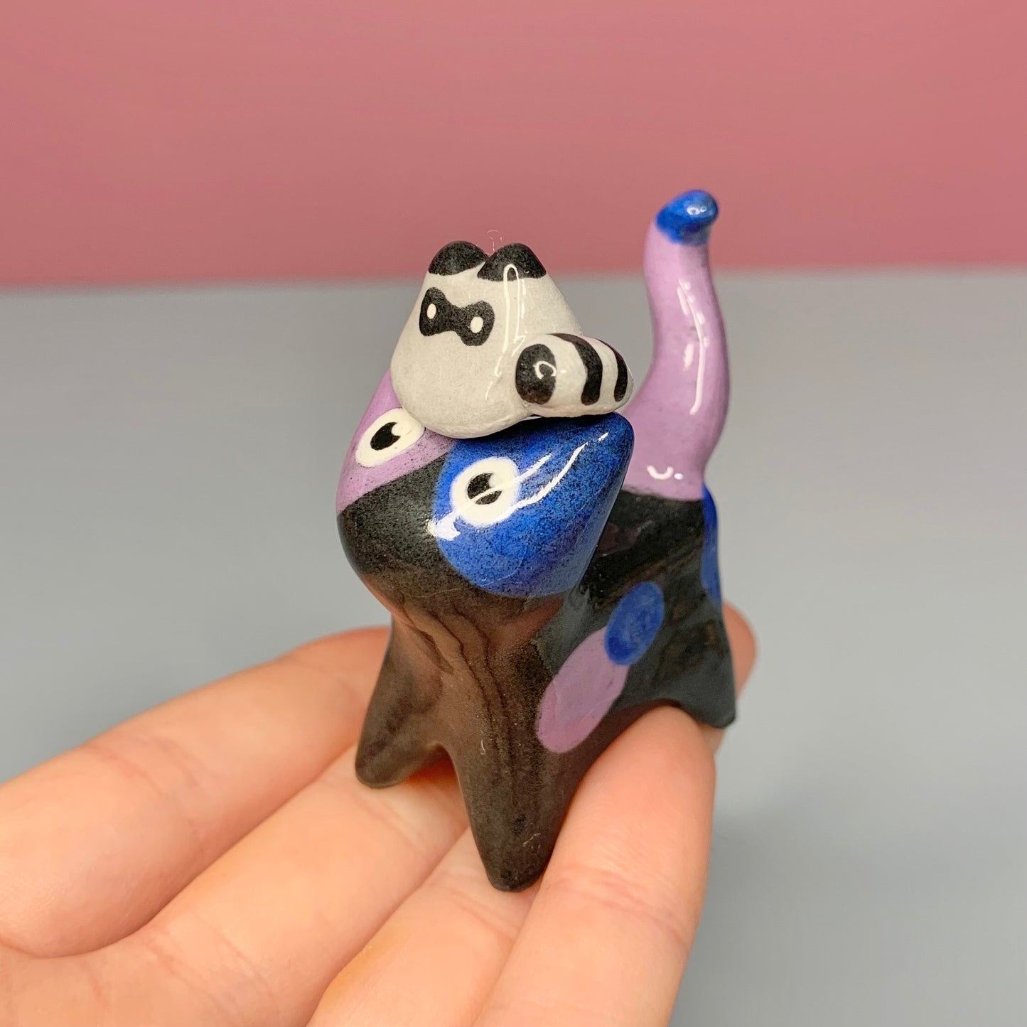 Animal Set Kitty Cat Ceramic Figurine with Magnetic Attachments