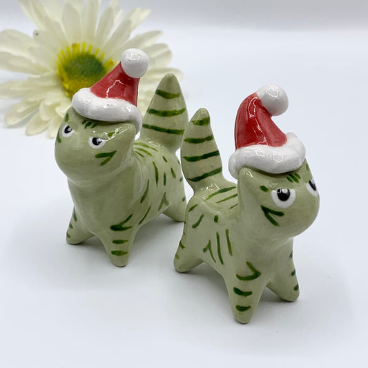 Grinch Kitty Cat Ceramic Figurine