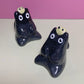 Black Cat with Frog Friend Ceramic Figurine