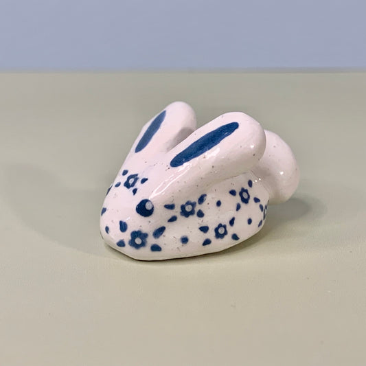 Mini Blue Bunny Ceramic Figurine