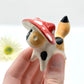 Calico Mushroom Kitty Ceramic Figurine