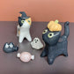 Halloween Set Kitty Cat Ceramic Figurine with Magnetic Attachments