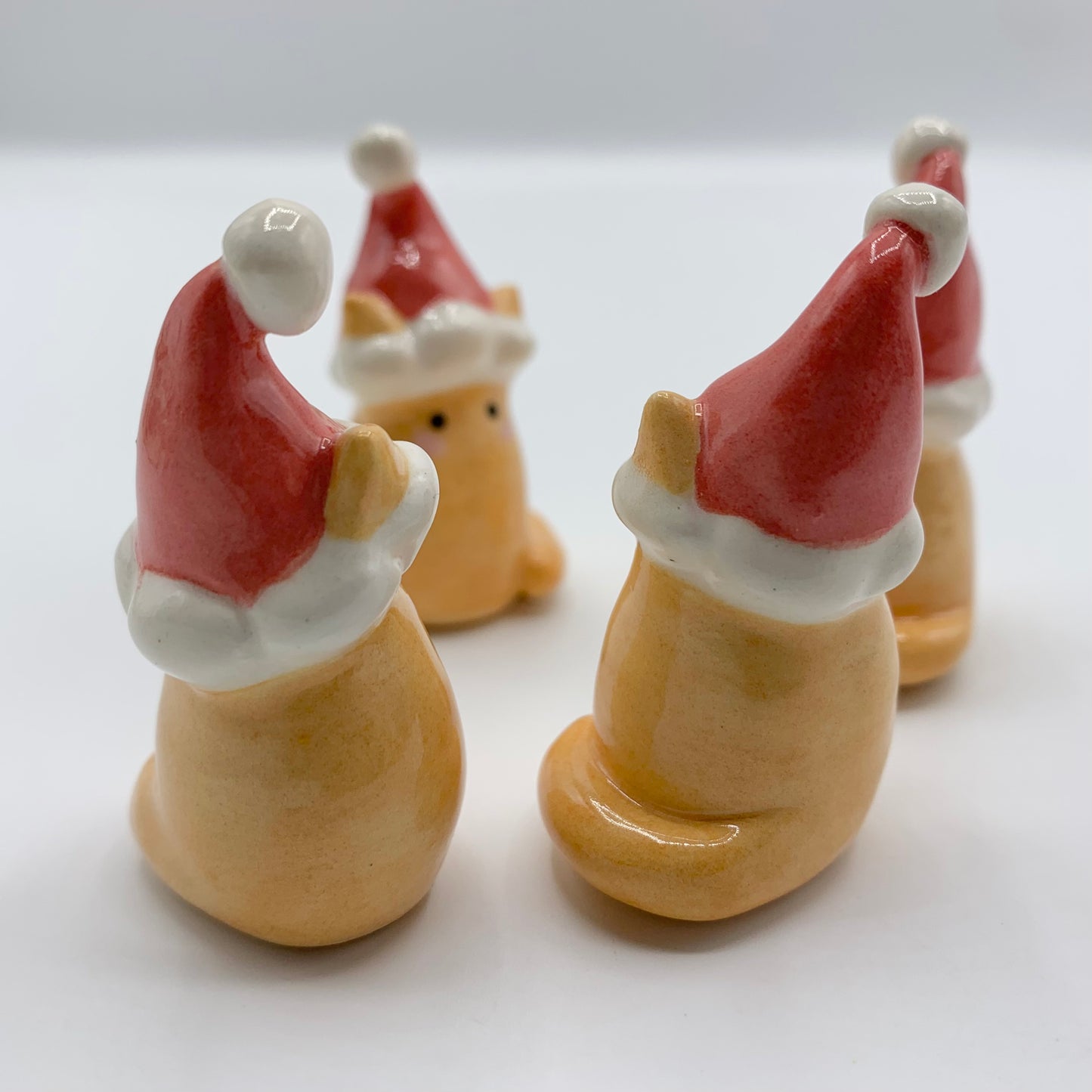 Santa Cat Ceramic Figurine