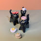 Breakfast Set Kitty Cat Ceramic Figurine with Magnetic Attachments