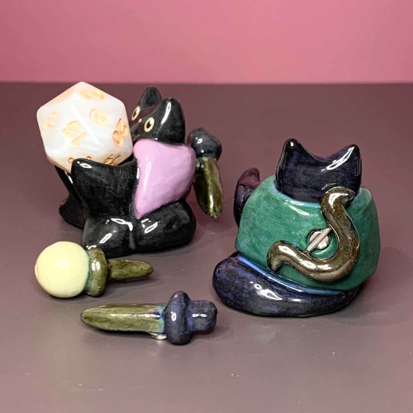 Cat w/ Weapon Attachments Dnd Companion D20 Holder