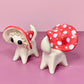 Mushroom Kitty Cat Ceramic Figurine