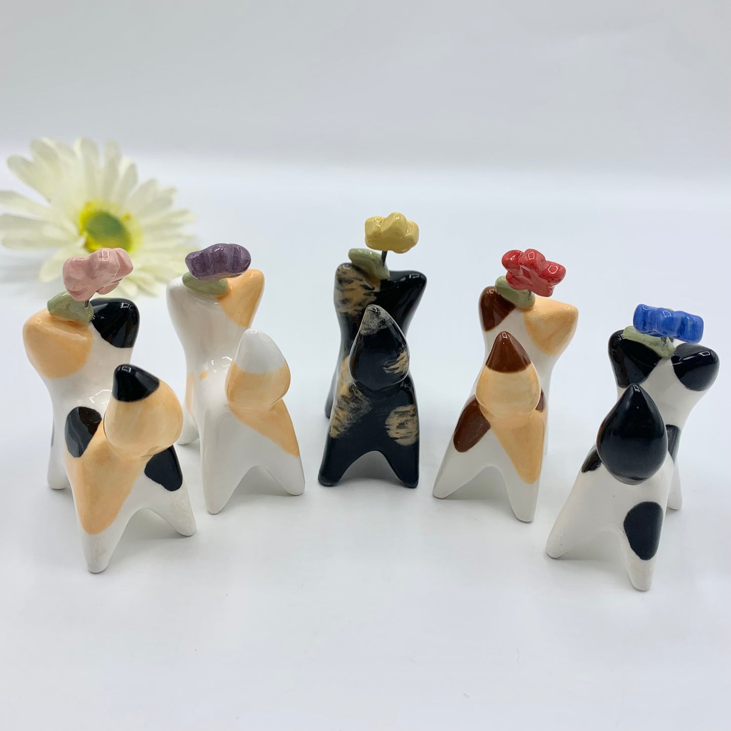 Flower Bouquet Ceramic Spotted Cats