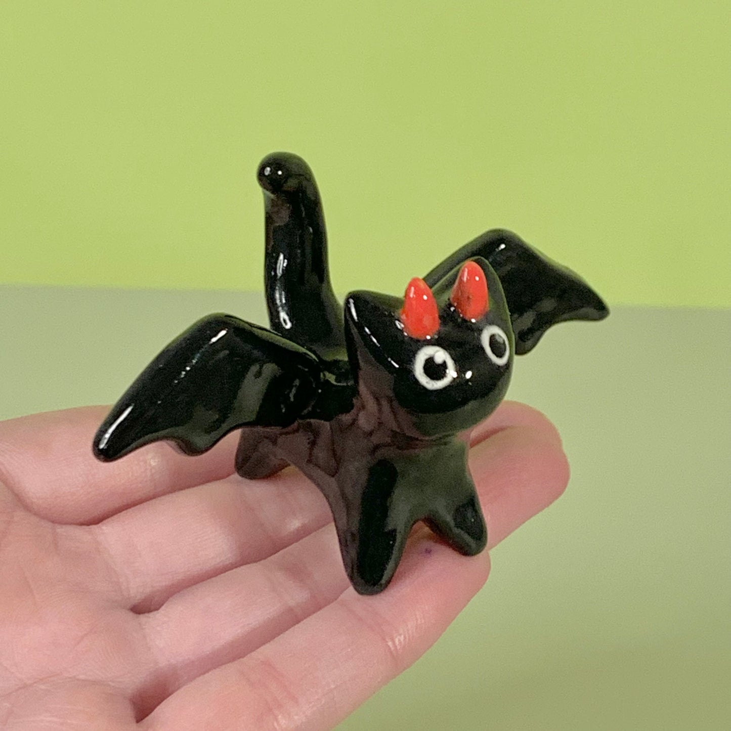 Devil Kitty Cat Ceramic Figurine