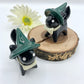 Black Springtime Witch Ceramic Cats