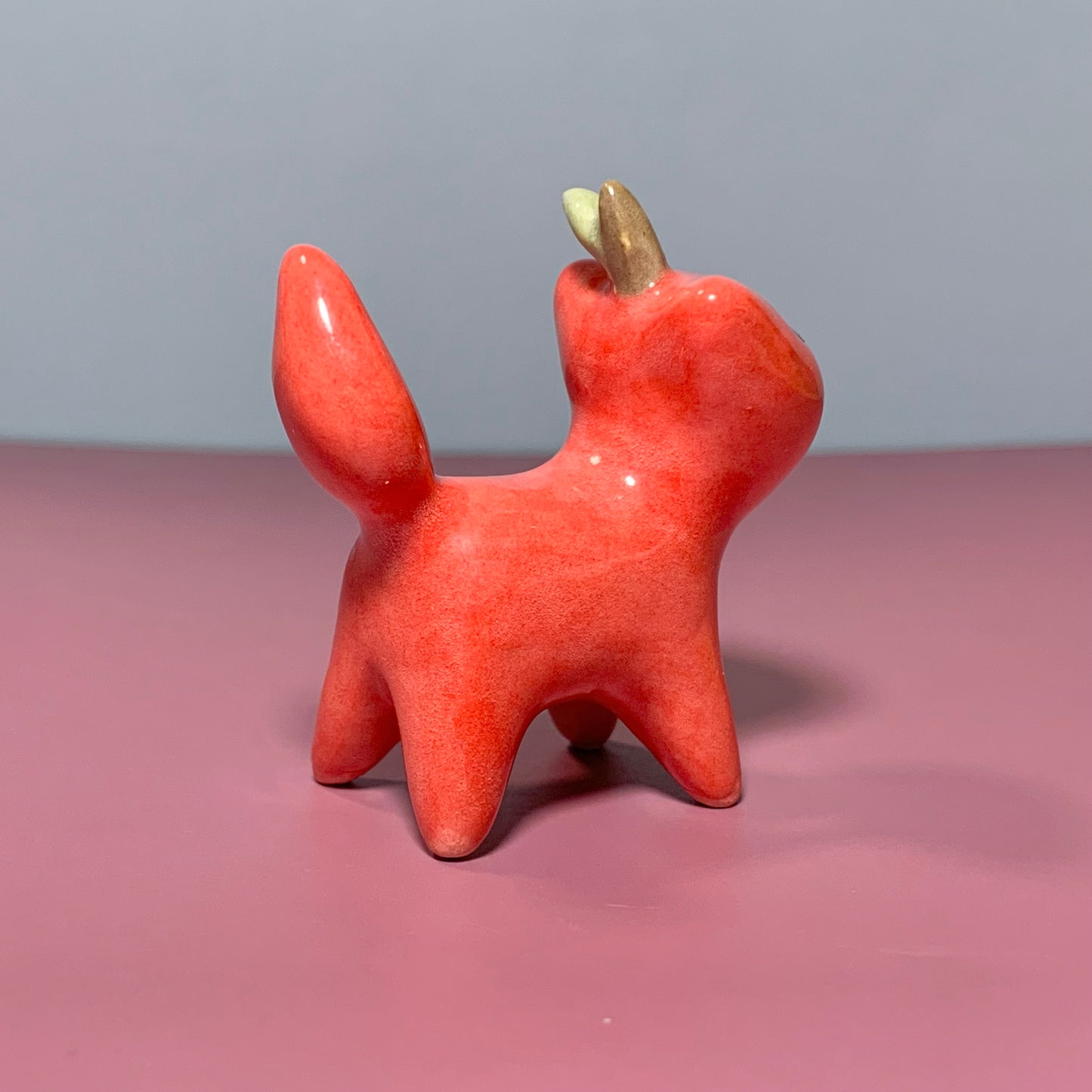 Apple Kitty Cat Ceramic Figurine