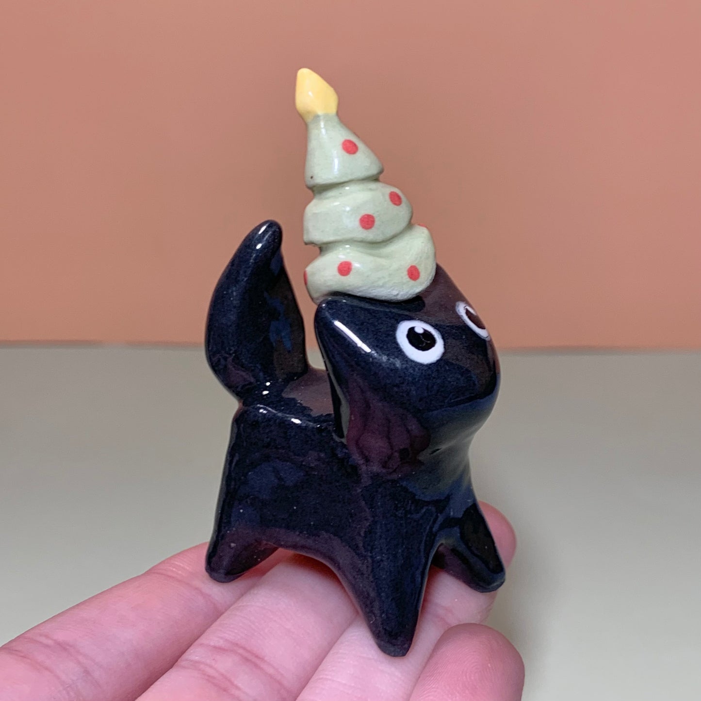 Santa Set Kitty Cat Ceramic Figurine with Magnetic Attachments