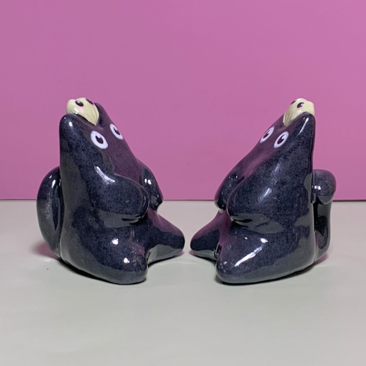 Black Cat with Frog Friend Ceramic Figurine