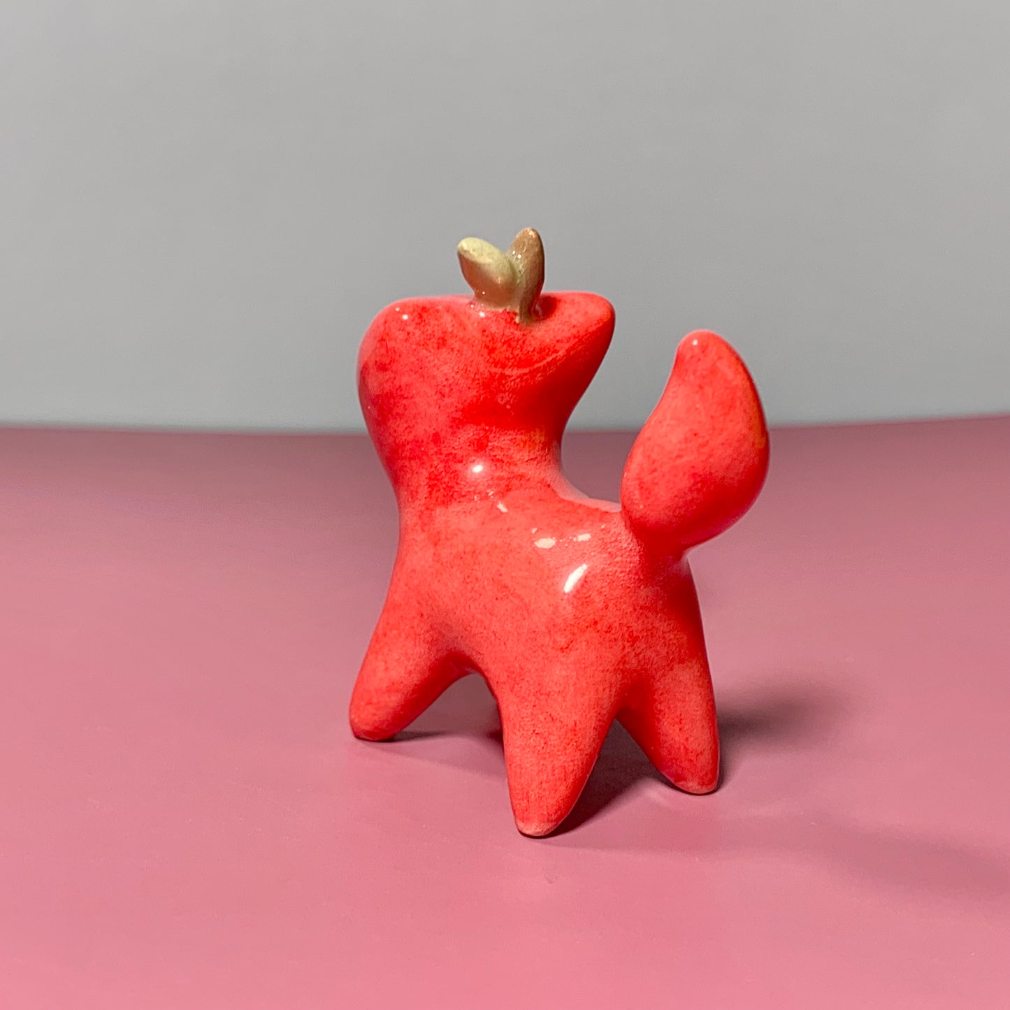 Apple Kitty Cat Ceramic Figurine