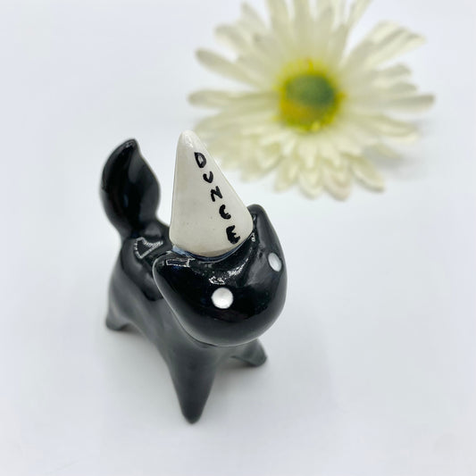 Silly Dunce Kitty Ceramic Figurine