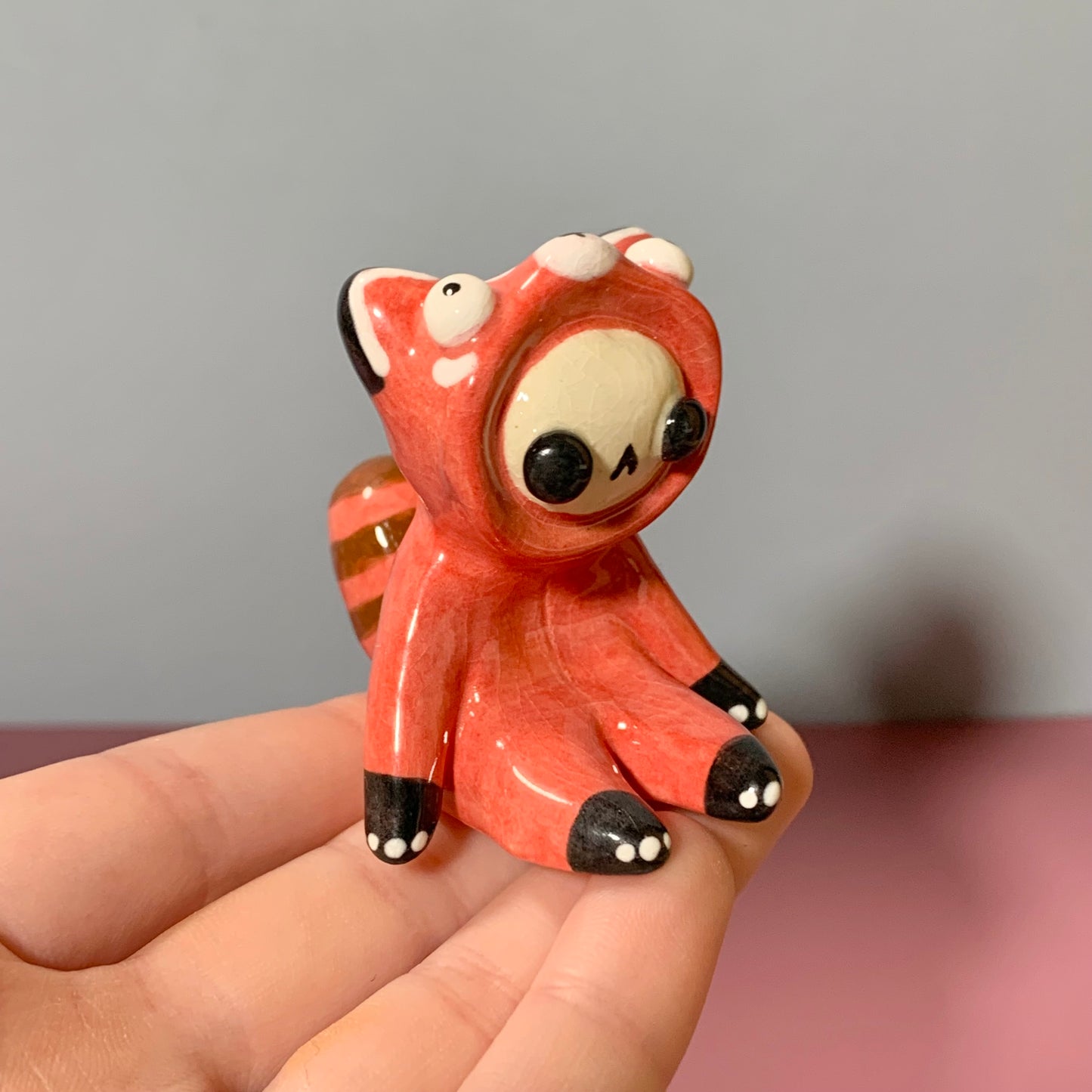 Cute Red Panda Costumed Ceramic Figurines