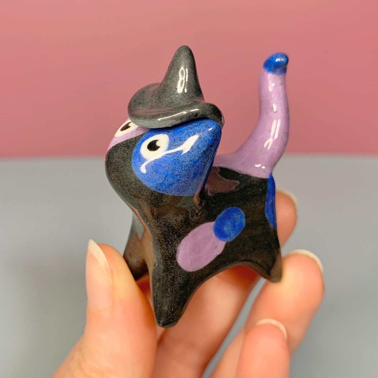 Halloween Set Kitty Cat Ceramic Figurine with Magnetic Attachments