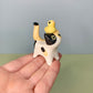 Animal Set Kitty Cat Ceramic Figurine with Magnetic Attachments