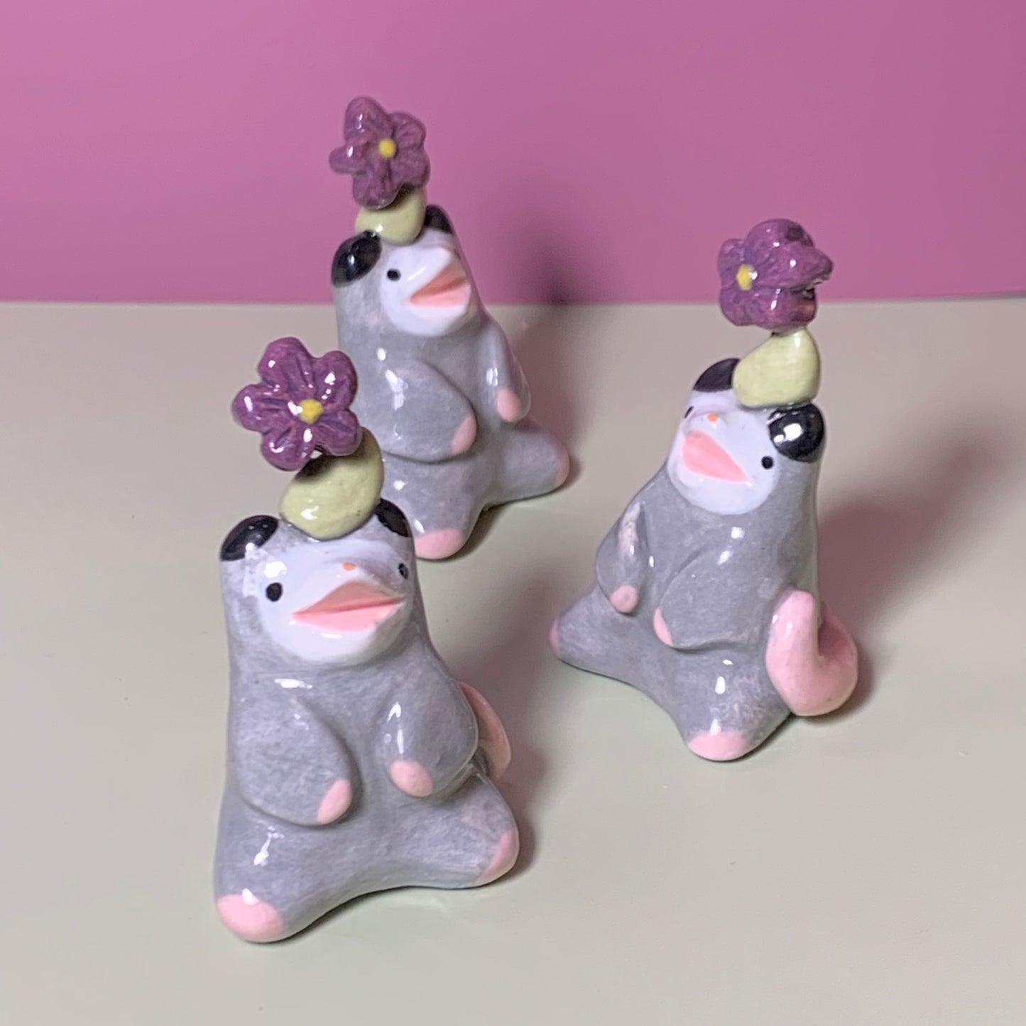 Possum Flower Cutie Ceramic Figurine