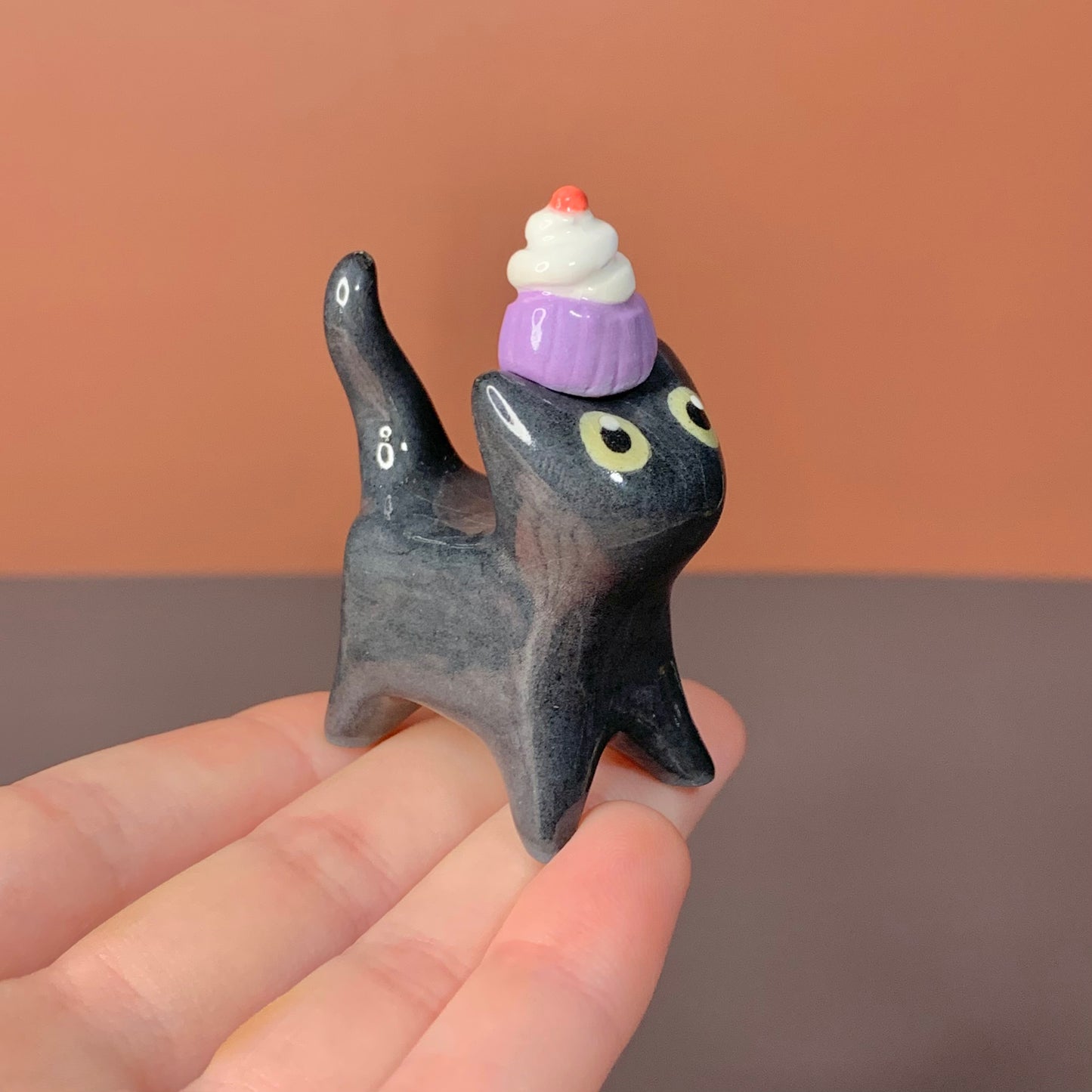 Snack Set Kitty Cat Ceramic Figurine with Magnetic Attachments