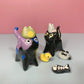 Animal Set Kitty Cat Ceramic Figurine with Magnetic Attachments