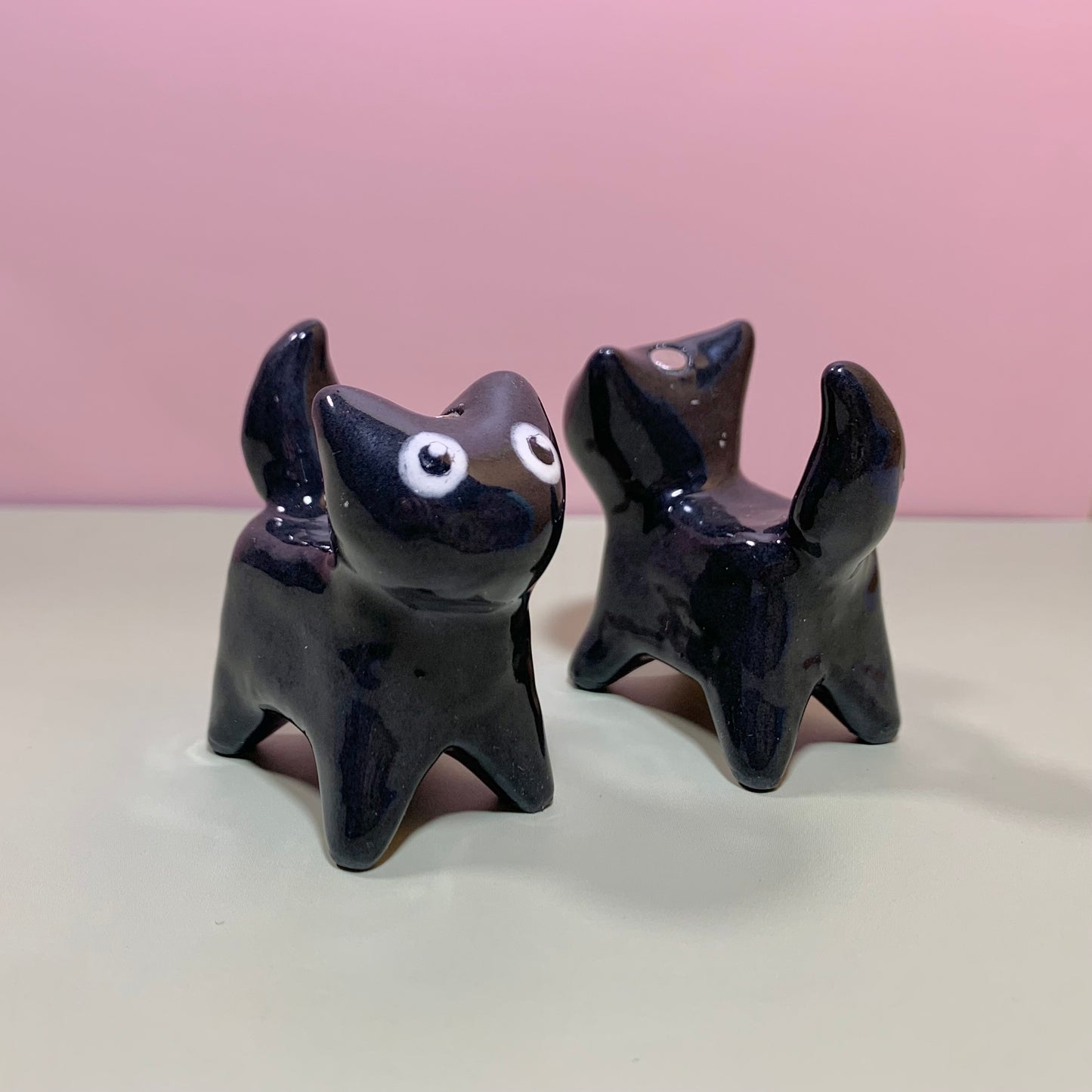 Breakfast Set Kitty Cat Ceramic Figurine with Magnetic Attachments