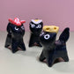 Breakfast Set Kitty Cat Ceramic Figurine with Magnetic Attachments